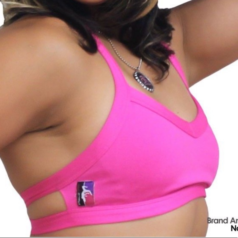 Bad Kitty PoleFit V Front Pole Dance Top Sml Pink